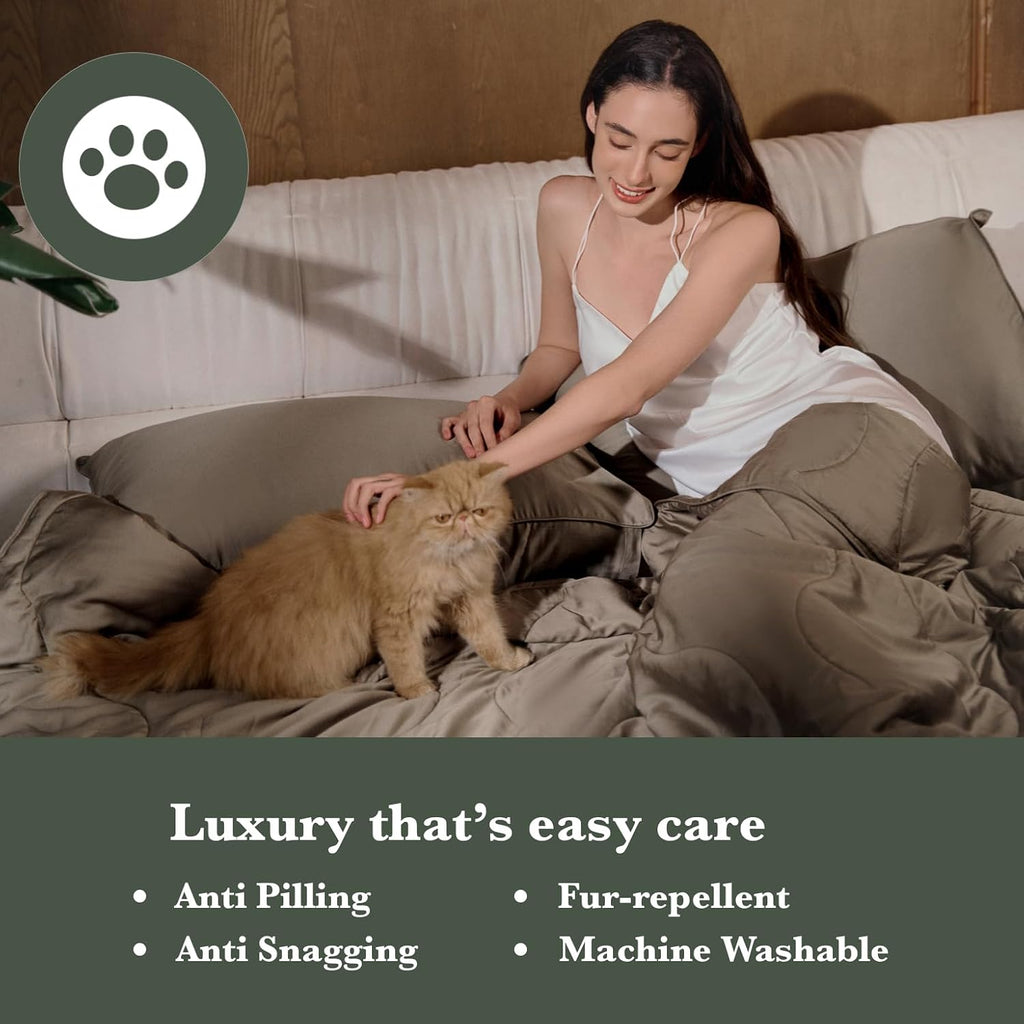 Luxury Bamboo Viscose Duvet Cover | 100% Pure Bamboo Viscose, Soft, Breathable and Cooling for Hot Sleeper | Piped Edge, Hidden Zipper Closure, 8 Corner Ties and Button Closure (Wulnut, King Size)