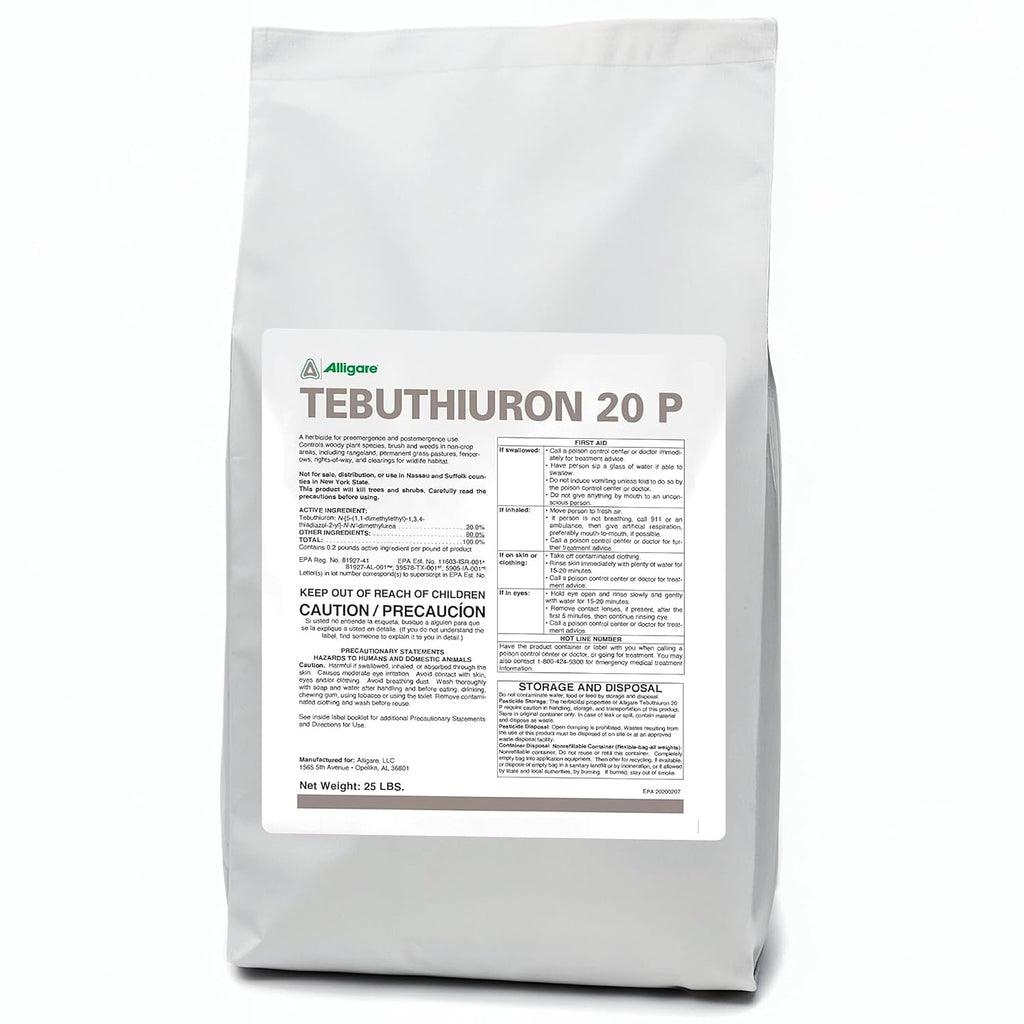 Alligare Tebuthiuron 20P Herbicide Weed Killer for Rangeland, Pastures, and Wildlife Habitats - Pre & Post-Emergence Brush Killer - Long-Lasting, Selective Control of Woody Plants - 25 lb