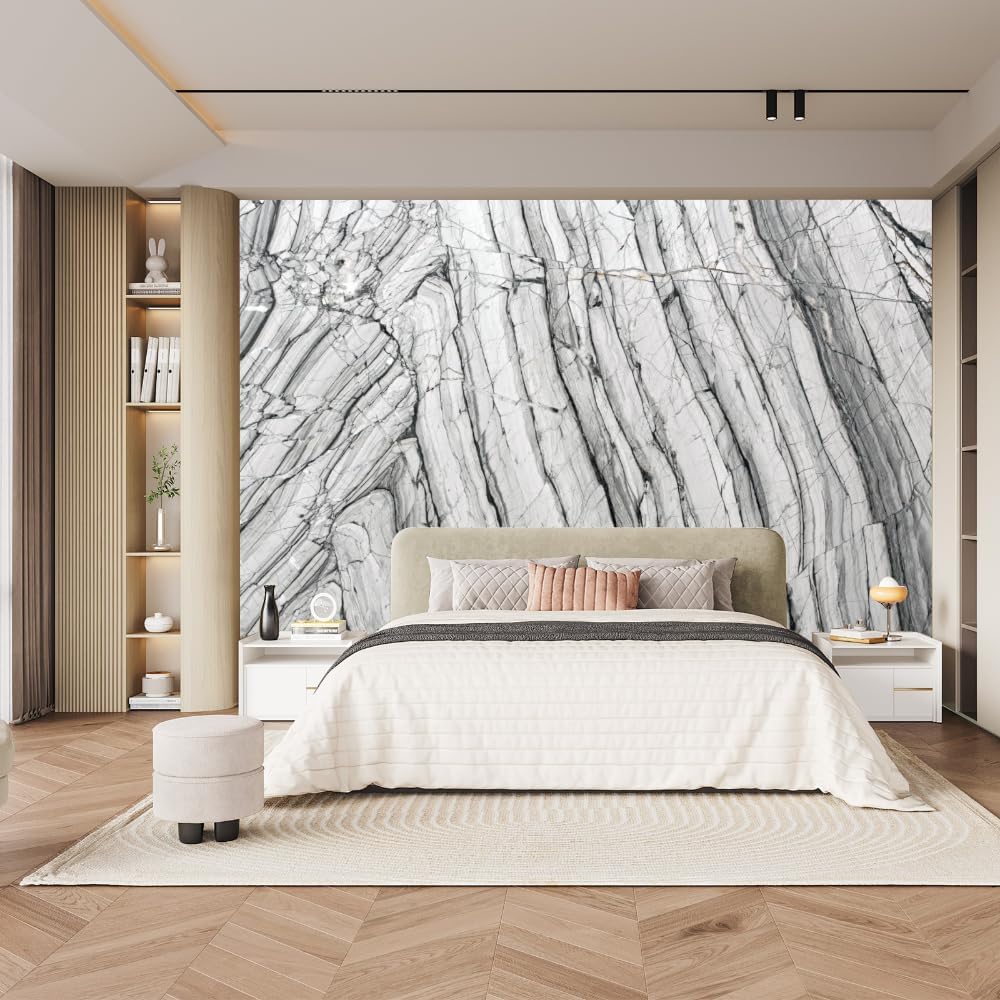 ELGADO Marble Photos Wall Mural, Classic Texture Murals High Resolution Pictures Poster,Large Wallpaper Mural Wall Decor for Bedroom Living Room Tv Background Room Decor,116' W x91 H