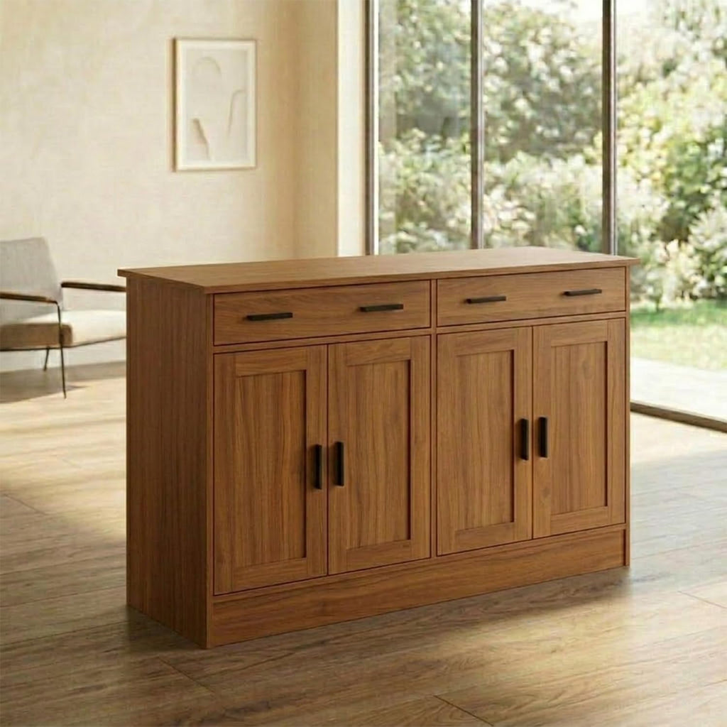 Anystyle 53' Rustic Brown Buffet Cabinet with Storage, Kitchen Sideboard Buffet Server with 2 Drawers & 4 Doors, Modern Coffee Bar Cabinet Credenza for Dining Room, Living Room, Hallway