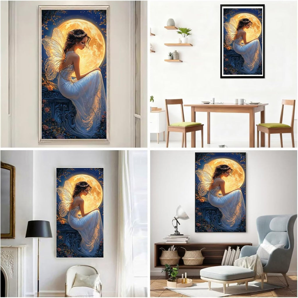 Diamond Art Kits for Adults Moon Diamond Painting Kits, 5D DIY Square Woman Full Drill Dimond Art Paintings Crystal Rhinestones Crafts for Adults for Home Wall Decor, Large Size 36 x 72 Inch, Model876