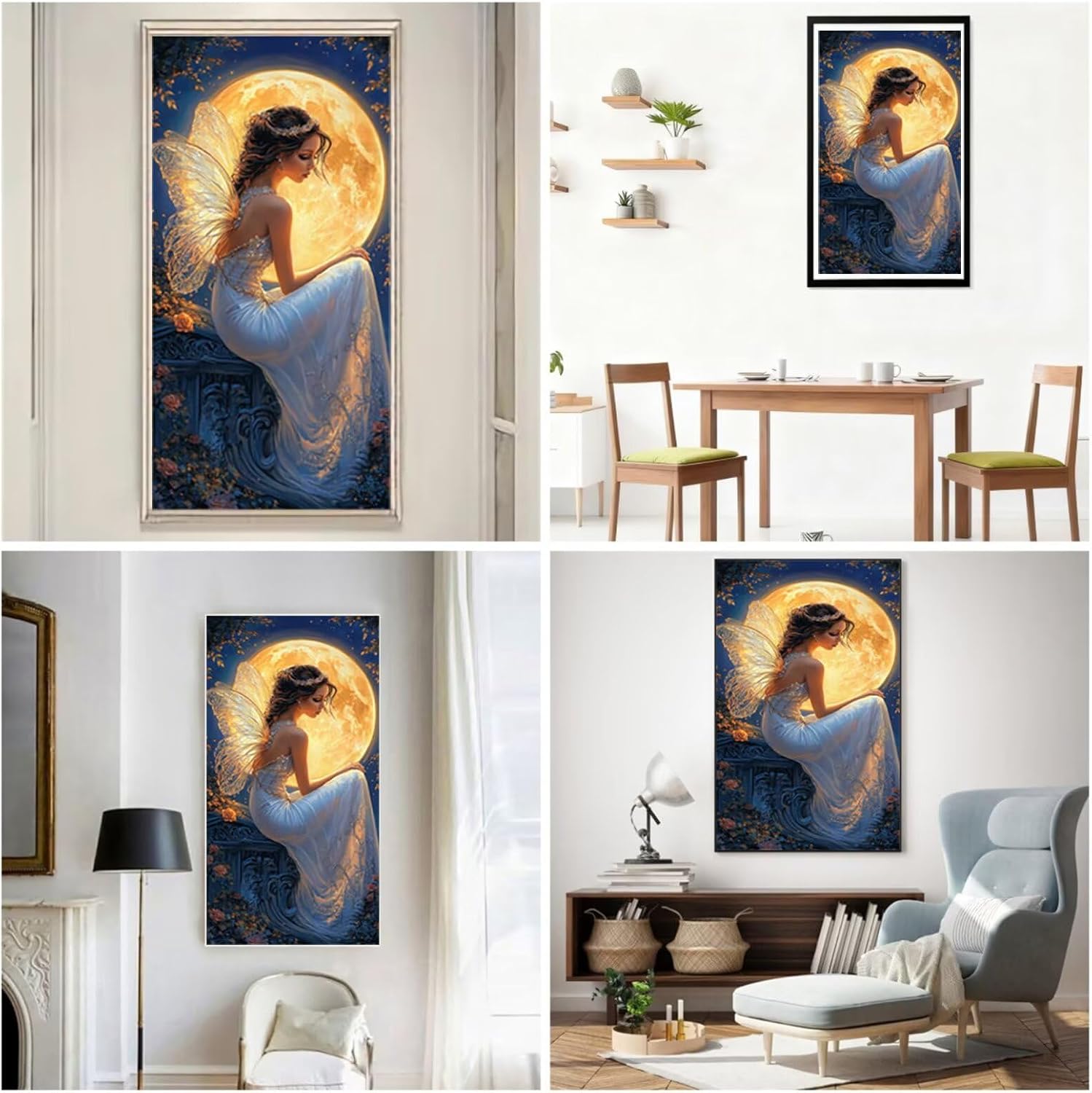 Diamond Art Kits for Adults Moon Diamond Painting Kits, 5D DIY Square Woman Full Drill Dimond Art Paintings Crystal Rhinestones Crafts for Adults for Home Wall Decor, Large Size 40 x 80 Inch, Model876
