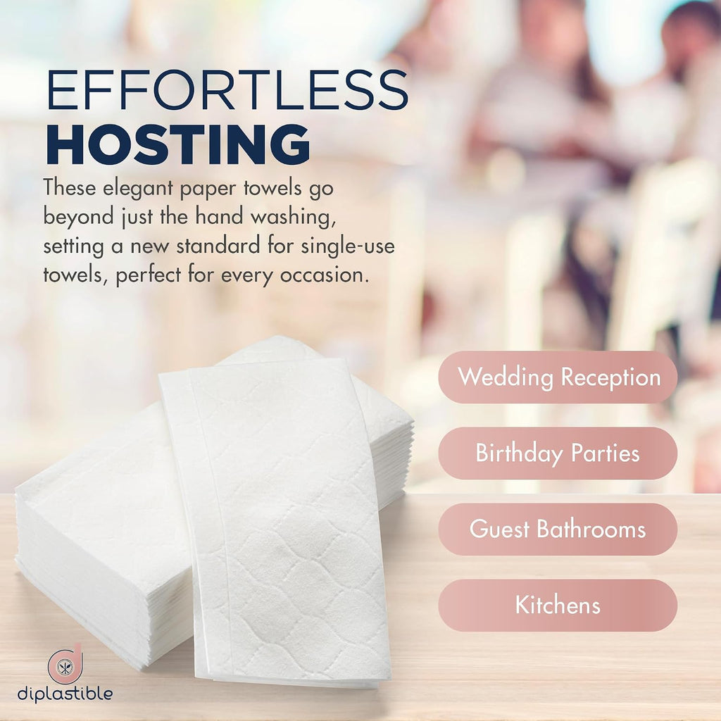 Disposable Guest Towels 1000 Pack - White Napkins for Guest Bathroom, Heavy Duty Disposable Hand Towels, Ultra Absorbent Linen Feel Paper Napkins for Bathroom, Parties and Events