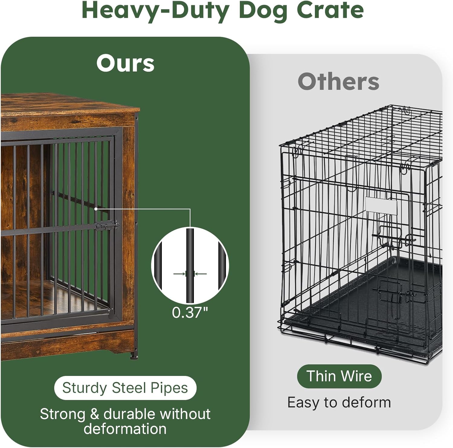 Yafylly 42 in Dog Crate, XL Dog Crate Furniture with 3 Doors, Wooden Dog Furniture Crate for Medium Dogs Large Breed, Heavy Duty Dogs Kennel End Table, Multiple Units Can be Combined or Stacked