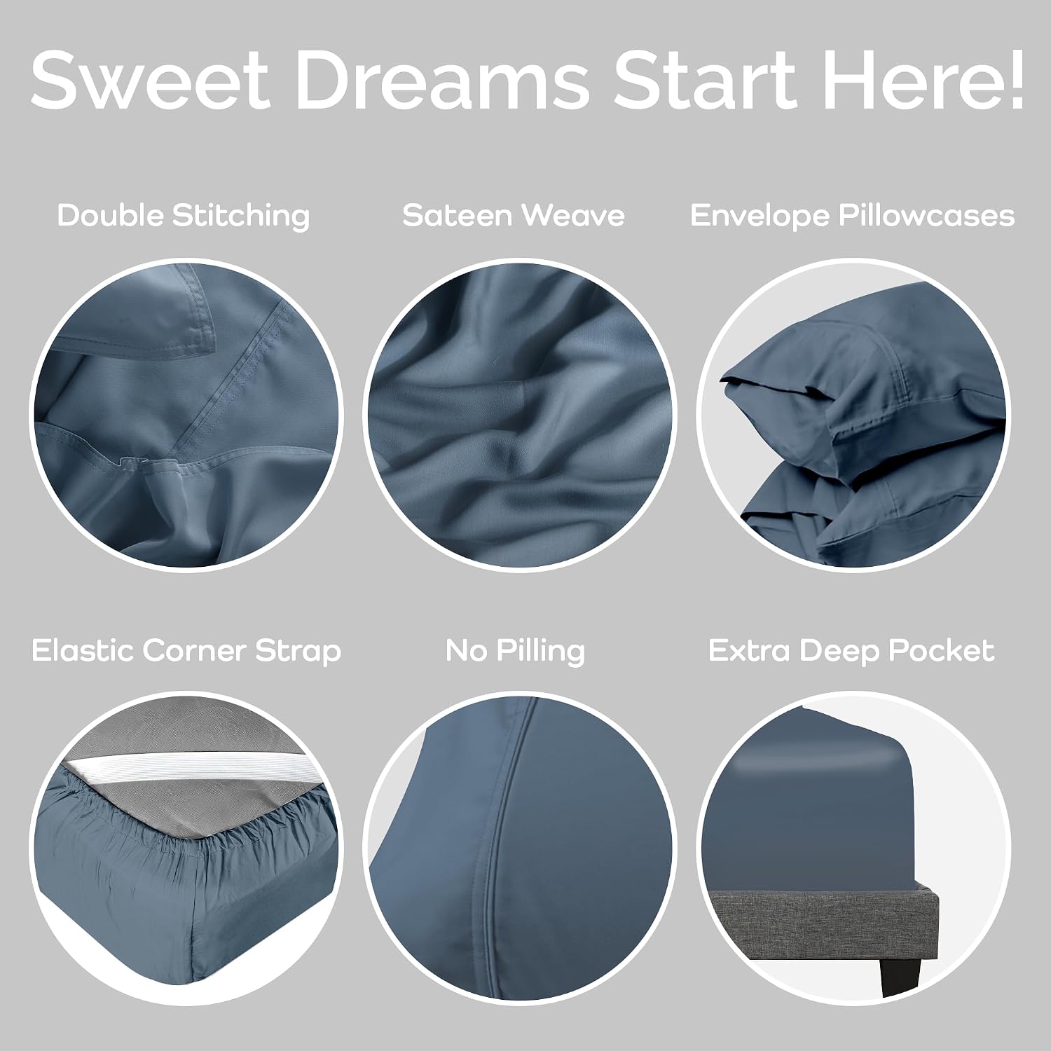 Viscose Bamboo Sheets King Size 4PC Set - Cooling Sheets for Hot Sleepers with Moisture Wicking Technology - Silky Soft 18 Inch Deep Pocket - Storm 76'x 80'