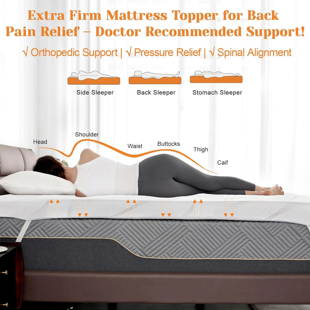 Extra Firm Mattress Topper Short King Size 3 Inch, Cooling Gel+Bamboo High Density Support Mattress Topper with Removable Cover, Bed Topper for Pain Relief CertiPUR-US, 71''x74''