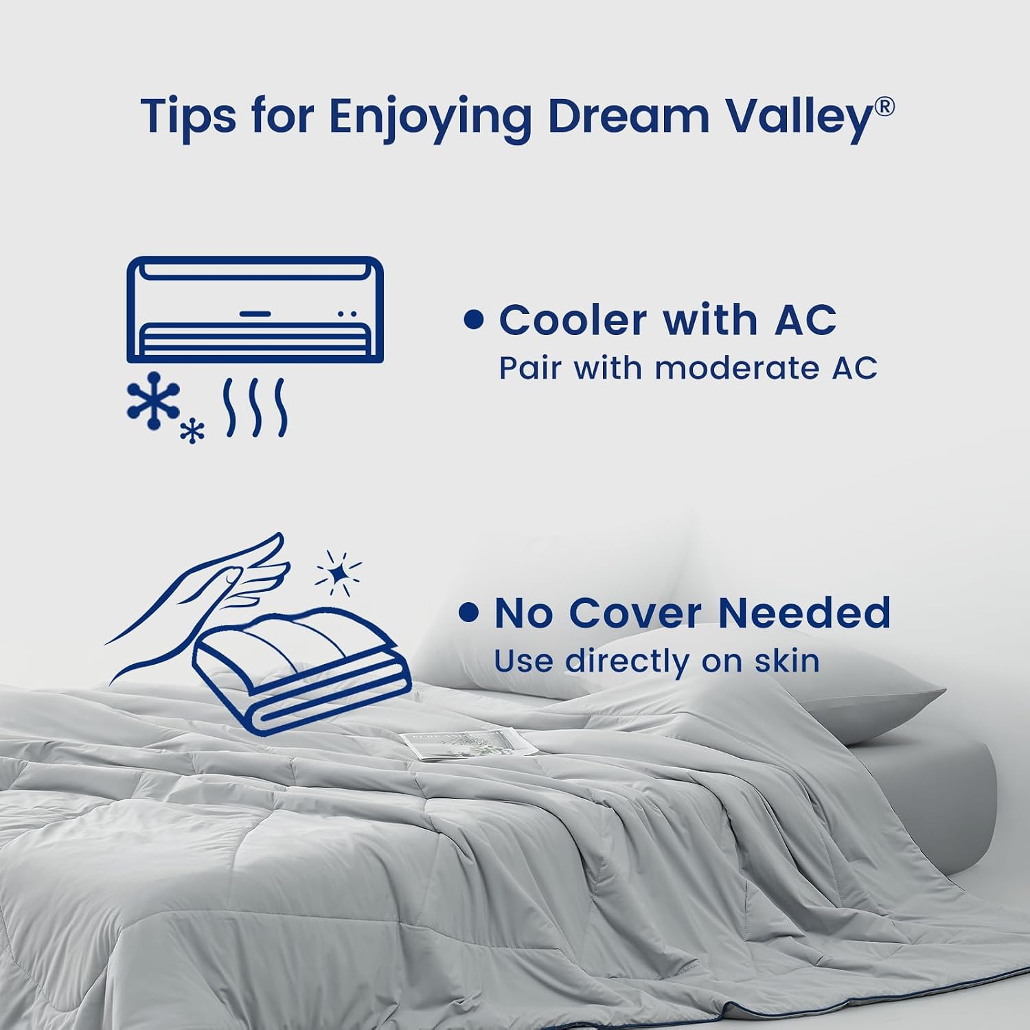 Dream Valley® Outlast® Deepsleep Cooling Comforter, Full/Queen Size, NASA-Grade Space Technology Cooling Blanket for Hot Sleepers Night Sweats, Q-Max > 0.45 Aerocool™ Breathable, Cool Grey, 90'x90'