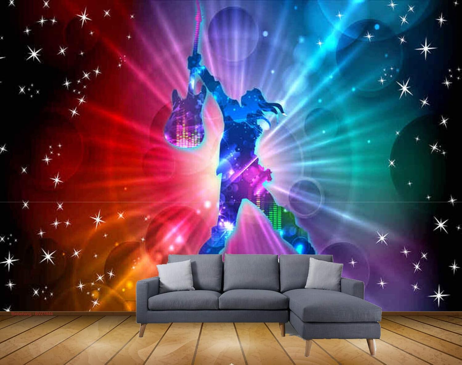 Exclusive BVZ1844 Sparkling Lights Stars Disco Dancer Musical Instrument HD 3D Wallpaper(304 cm x 243 cm)