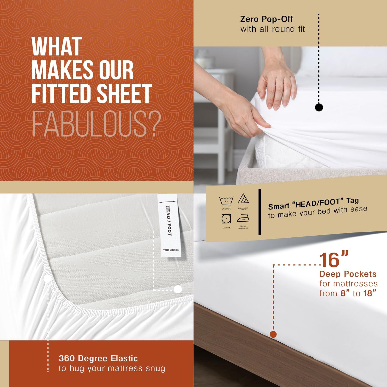 TEXAS LINEN CO. 100% Egyptian Cotton Twin Size Sheets Pack of 2 - Luxury Texan Talkin' Collection 600 Series Egyptian Cotton Sheets Twin Size (6 PC, White), 16' Deep Pocket College Dorm Bed Sheet Set
