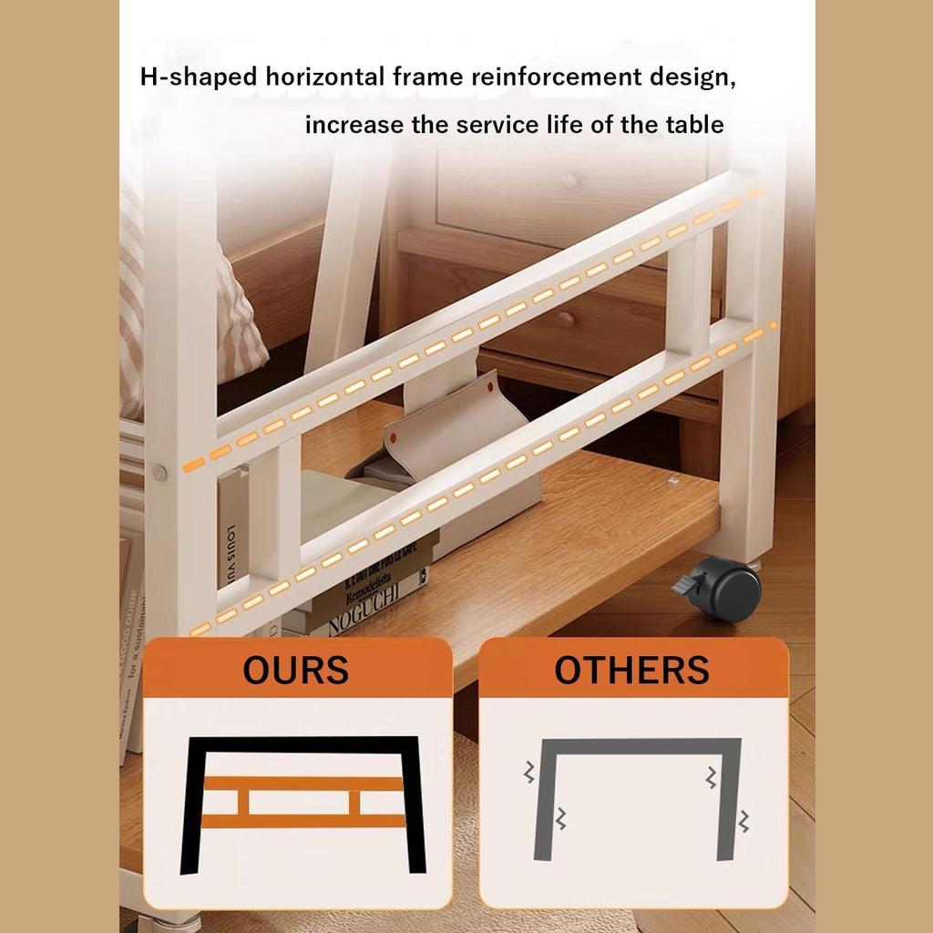 39.4 Inch Compact Rolling Computer Desk with Tier Worktable & Lockable Wheels, Small Computer Desk, Small Desk for Bedroom, Mobile Writing Workstation Easy Assembly for Home Office Small Spaces