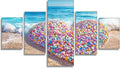 Beach Diamond Art 5 Piece Diamond Painting Love 5D Full Round Drill Dimond Art Paintings Crystal Rhinestones Crafts for Adults Gem Painting for Home Decor, Large Artwork for Wall 36 x 70 Inch,Model309