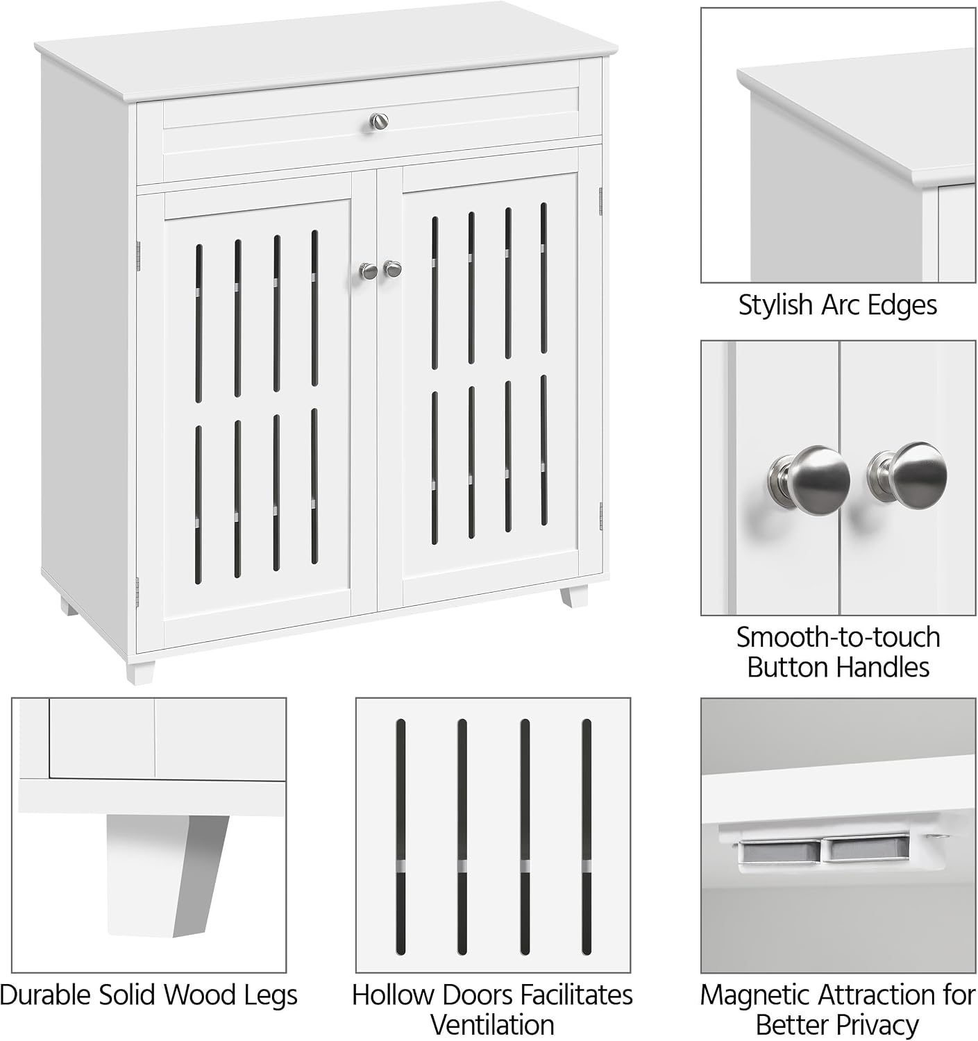 Topeakmart Wood Shoe Cabinet, Shoe Rack with 1 Big Drawer & 4 Storage Shelves, Shoe Storage Cabinet with 2 Louvered Door, for Entryway Living Room, White