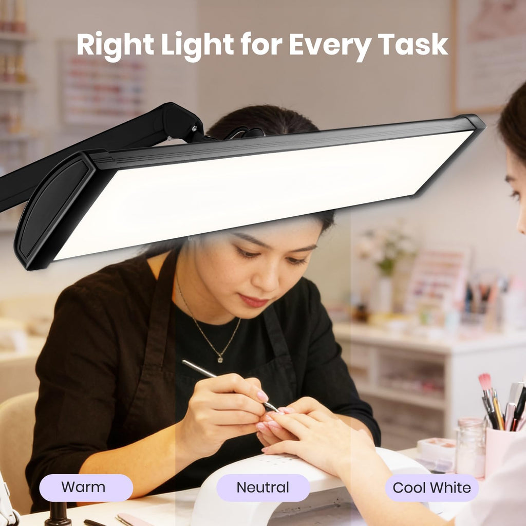 Neatfi 3,500 Lumens LED Desk Lamp – 45W Dimmable Task Light | Adjustable Color Temperature | 3 Light Modes | 540 SMD LEDs | Reading, Craft, Workbench & Office (Black-CCT, 26-Inch Wide Shade)
