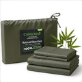 Cariloha Retreat 4-Piece Sateen Sheet Set | Oasis Green | Queen | Lyocell Material | Breathable, Corner Straps, Extra Soft & Cooling