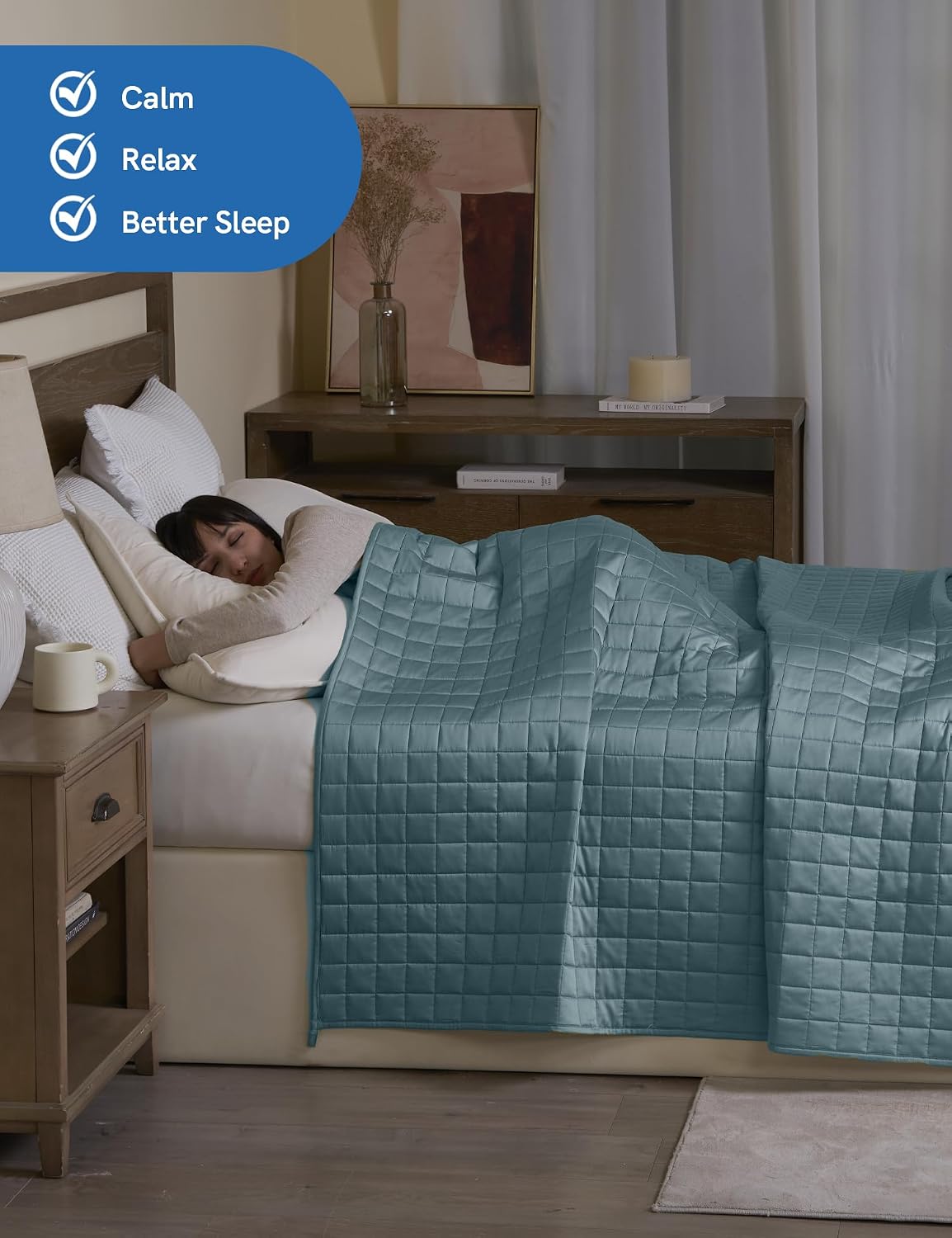 YnM King Size Cooling Weighted Blanket for Adults (88x104 Inches, 20 Pounds, Sea Grass), Perfect for Hot Sleepers with Cooling Rayon/Glass Beads, Heavy Bed Blanket for Couple on Queen or King Bed