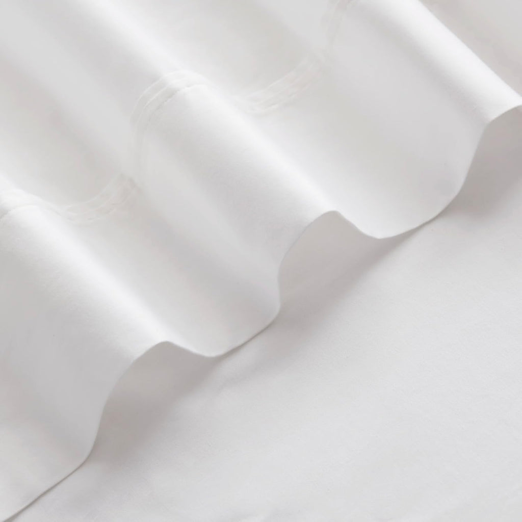 Harbor House Luxury 100% Egyptian Cotton Sheet Set, 400 Thread Count Sateen Weave, Soft & Breathable Bed Sheets with Deep Pocket, 4-Piece Queen Bedding Set, Bright White