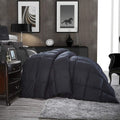 Luxurious Queen Size Goose Down Feather Fiber Comforter Duvet Insert, 100% Egyptian Cotton Cover, 60 oz. Fill Weight Comforter (Queen, Black Solid)