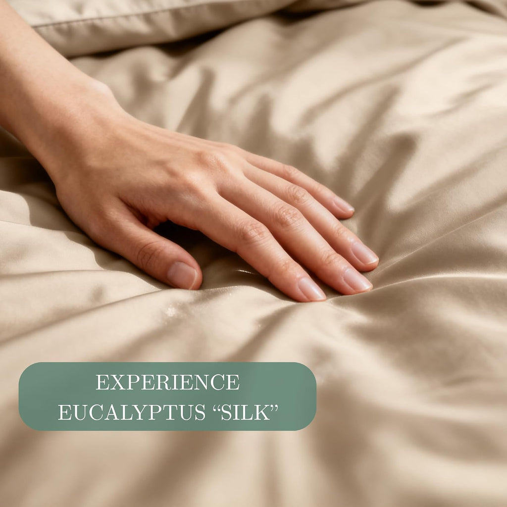 CASILVA Eucalyptus Sheets - Infused with Silver for Anti-Odor, Softer Than Silk Fibers, More Cooling Than Cotton - Perfect for Hot Sleepers & Sensitive Skin - 100% Tencel Lyocell - Queen Sheet Set