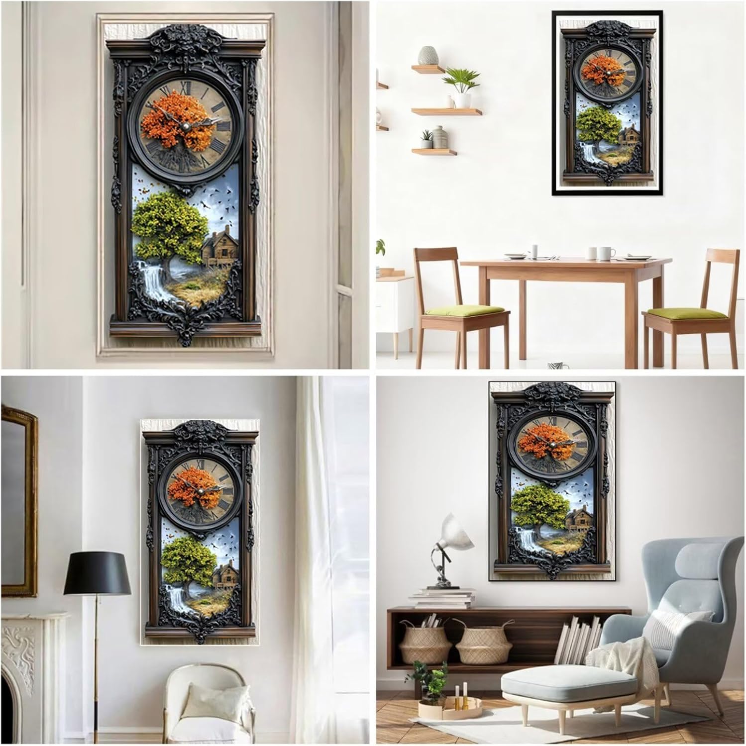 Diamond Art Kits for Adults Clock Diamond Painting Kits, 5D DIY Square Landscape Full Drill Dimond Art Paintings Crystal Crafts for Adults for Gift Home Wall Decor, Large Size 36 x 72 Inch, Model648