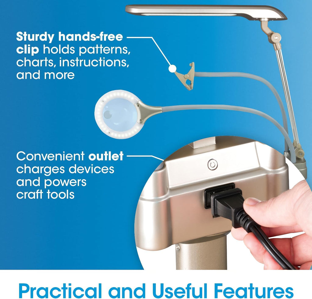 OttLite Ultimate LED 3-in-1 Creative Station w/Magnifier, Clearsun, Champagne, Shipper