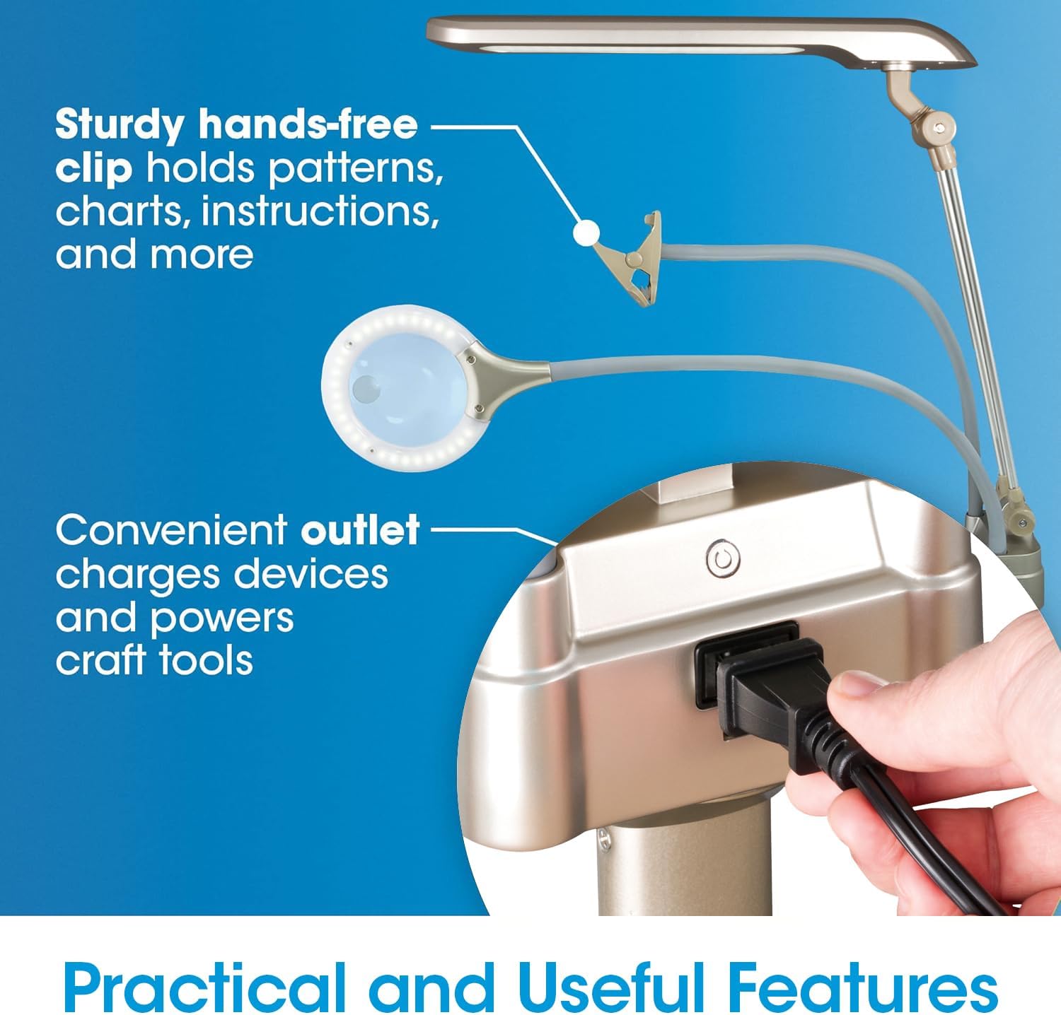 OttLite Ultimate LED 3-in-1 Creative Station w/Magnifier, Clearsun, Champagne, Shipper