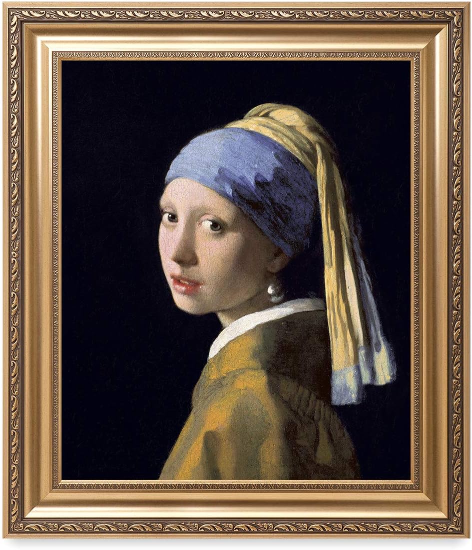 DECORARTS - Girl With A Pearl Earring, Johannes Vermeer Classic Art. Giclee Prints Framed Art for Wall Decor. Framed size: 26x30