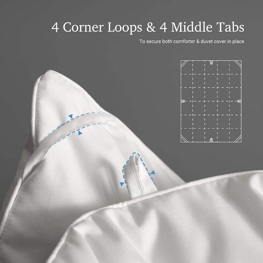 Hotel Grand White Goose Down Fiber Comforter King Size - All Season Hotel Collection Duvet Insert King Medium Warmth Comforter with 1cm Breathable Panel, 106' x 90'