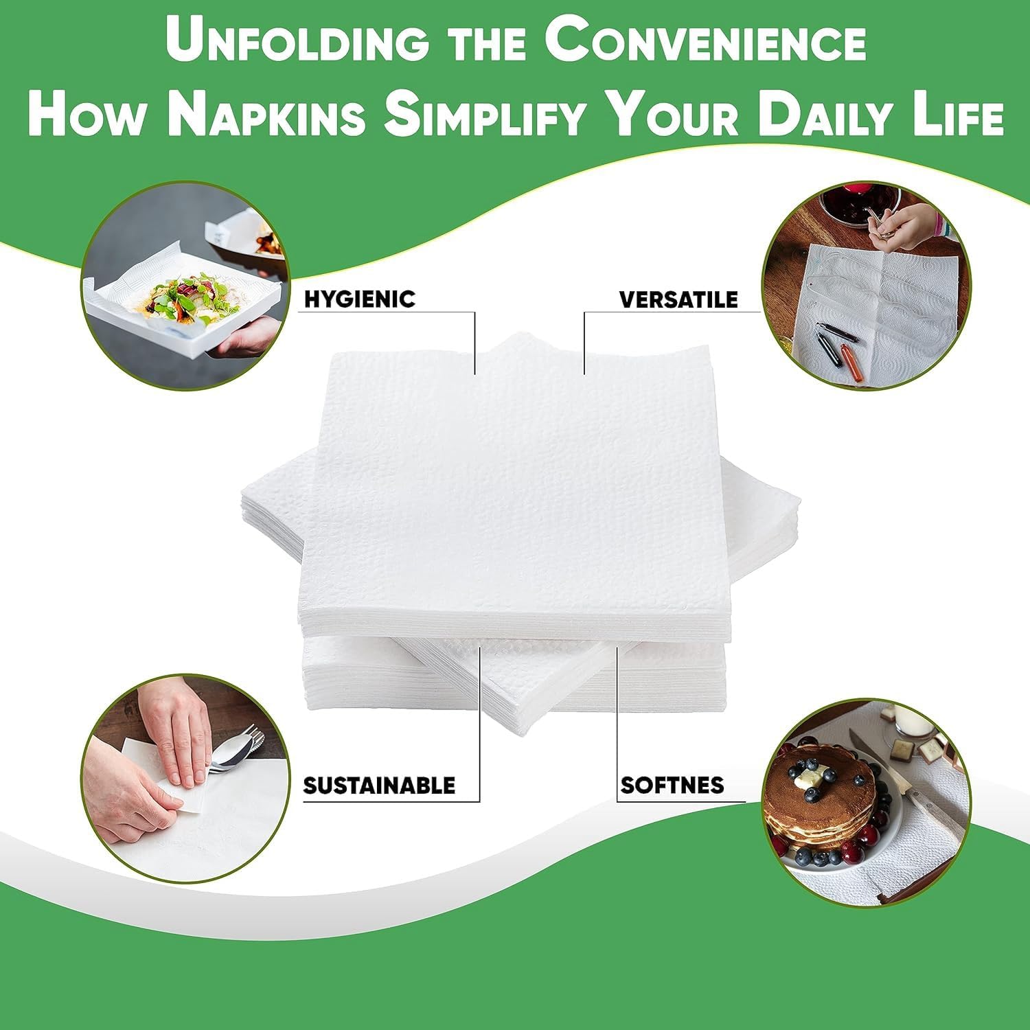 Pantryware Essentials Paper Lunch Napkins. Lunch Napkins 1 Ply,White. 12 x 12 | 500 Count (Pack of 12)
