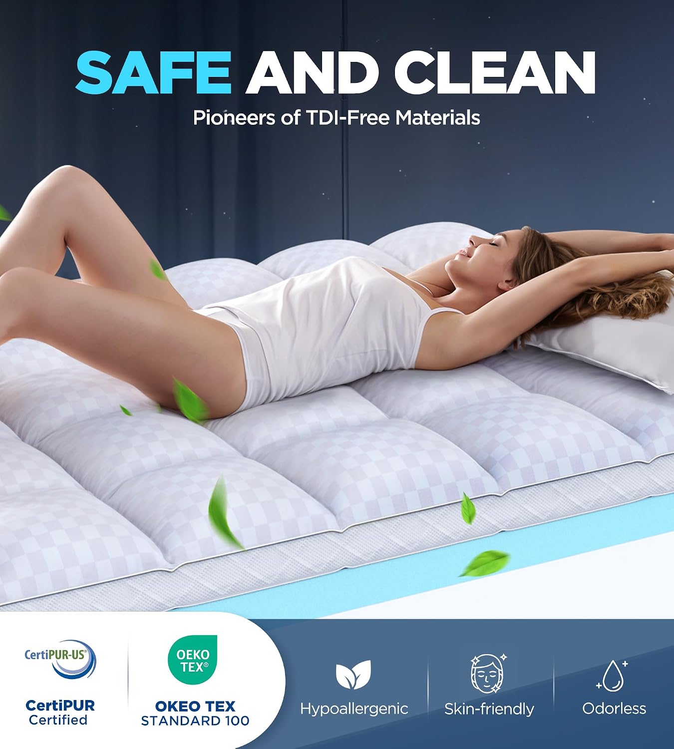 Dual Layer Memory Foam Mattress Topper for Pain Relief with 2X Support, 2' Fluffy Pillow Top King Mattress Topper Plus 2' Odor-Free Cooling Gel Memory Foam Ultra Comfort Mattress Pad Cover