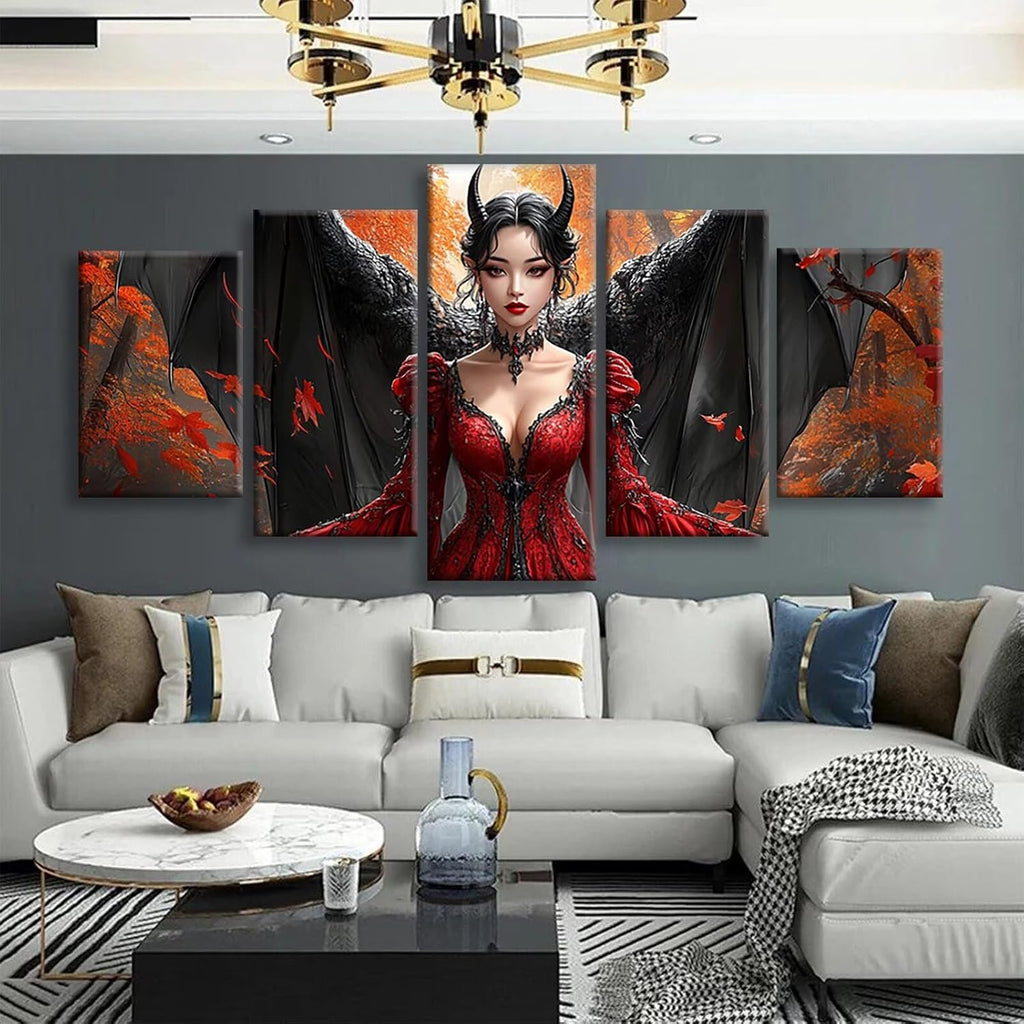 Woman Diamond Art 5 Piece Diamond Painting Wing 5D DIY Full Square Drill Dimond Art Paintings Rhinestones Crafts for Adults Gem Painting for Home Decor, Large Artwork for Wall 48 x 100 Inch, Model432