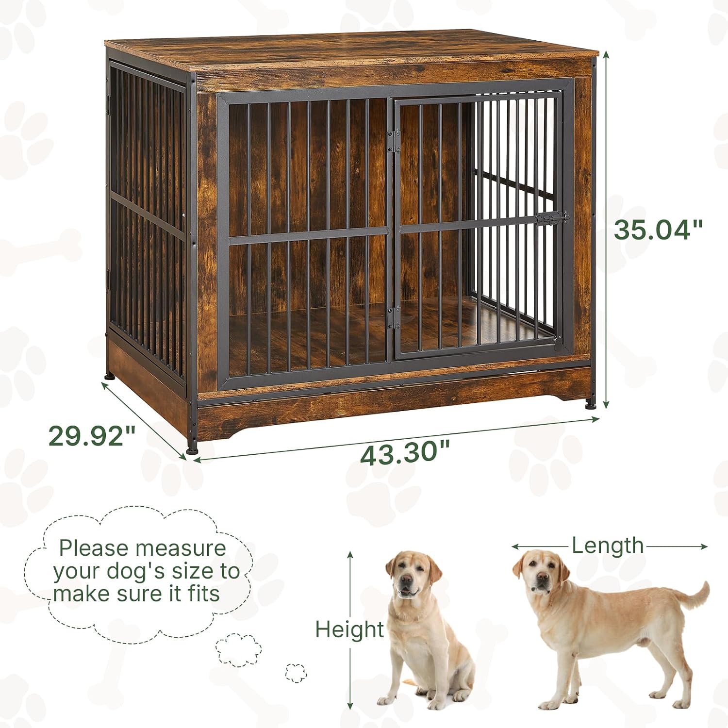 Yafylly 42 in Dog Crate, XL Dog Crate Furniture with 3 Doors, Wooden Dog Furniture Crate for Medium Dogs Large Breed, Heavy Duty Dogs Kennel End Table, Multiple Units Can be Combined or Stacked