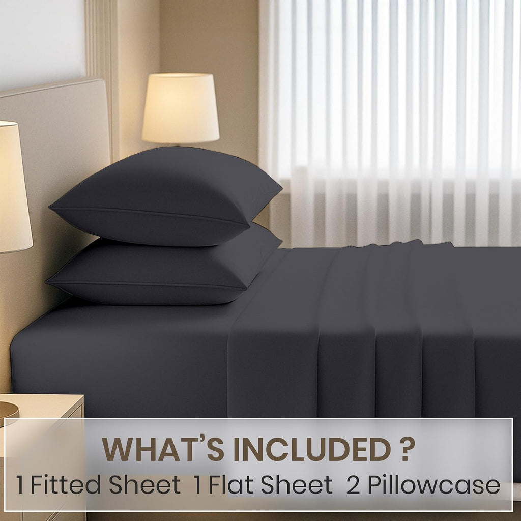 Kotton Culture 4 Pc Alaskan King Sheet Set - 100% Egyptian Cotton Premium Hotel Luxury Bedding - Sateen Weave Soft Cooling Durable Bedsheet - 16' Deep Pocket Sheets - Dark Grey