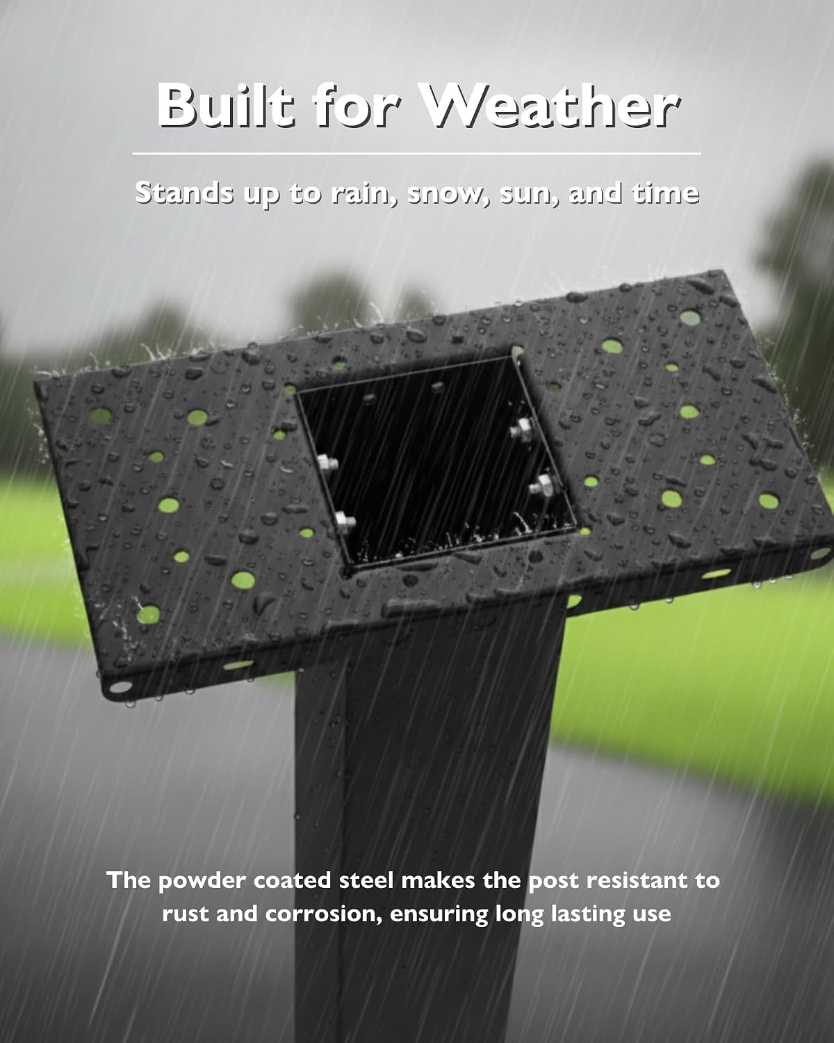 Ilyapa Black Metal Mailbox Post for Outside, 43x4x4 inch Metal Post Sleeve with Two Universal Mailbox Mounting Bracket for Curbside Residential Mail Box, Heavy Duty