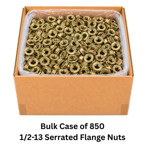 1/2-13 Serrated Flange Nuts (850 Case) – Grade 8 Mechanical Locking Nuts Coarse Thread for Vibration & Shock Where Nylon Can't Be Used SAE J995 0.5'