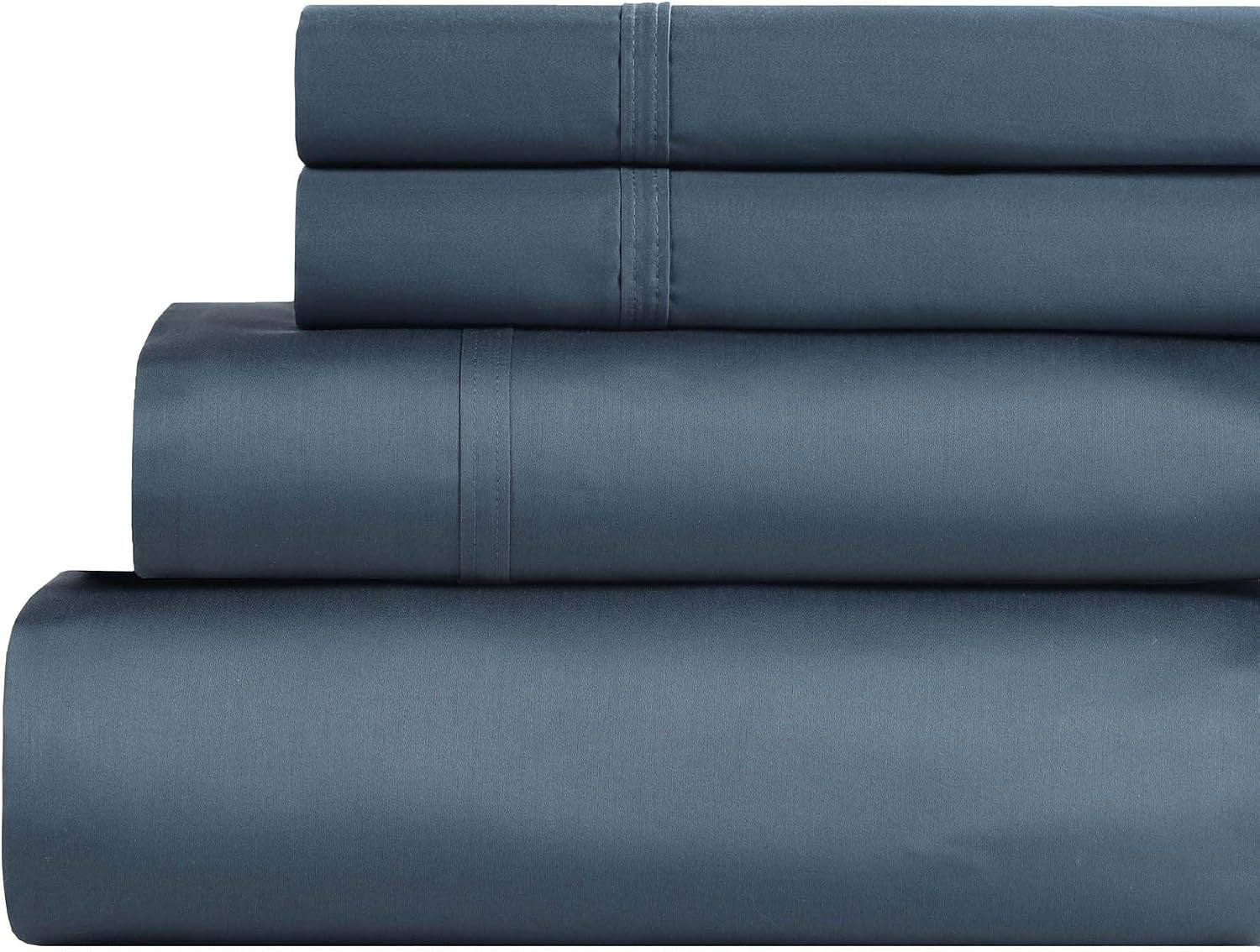 Superior Egyptian Cotton 850 Thread Count Bed Sheet Set, 1 Elastic Deep Pocket Fitted Sheet, 1 Flat Sheet, 2 Pillowcases, Daily Soft Sheets, Luxury, Plush, Hotel, Home Collection, Full, Dark Blue