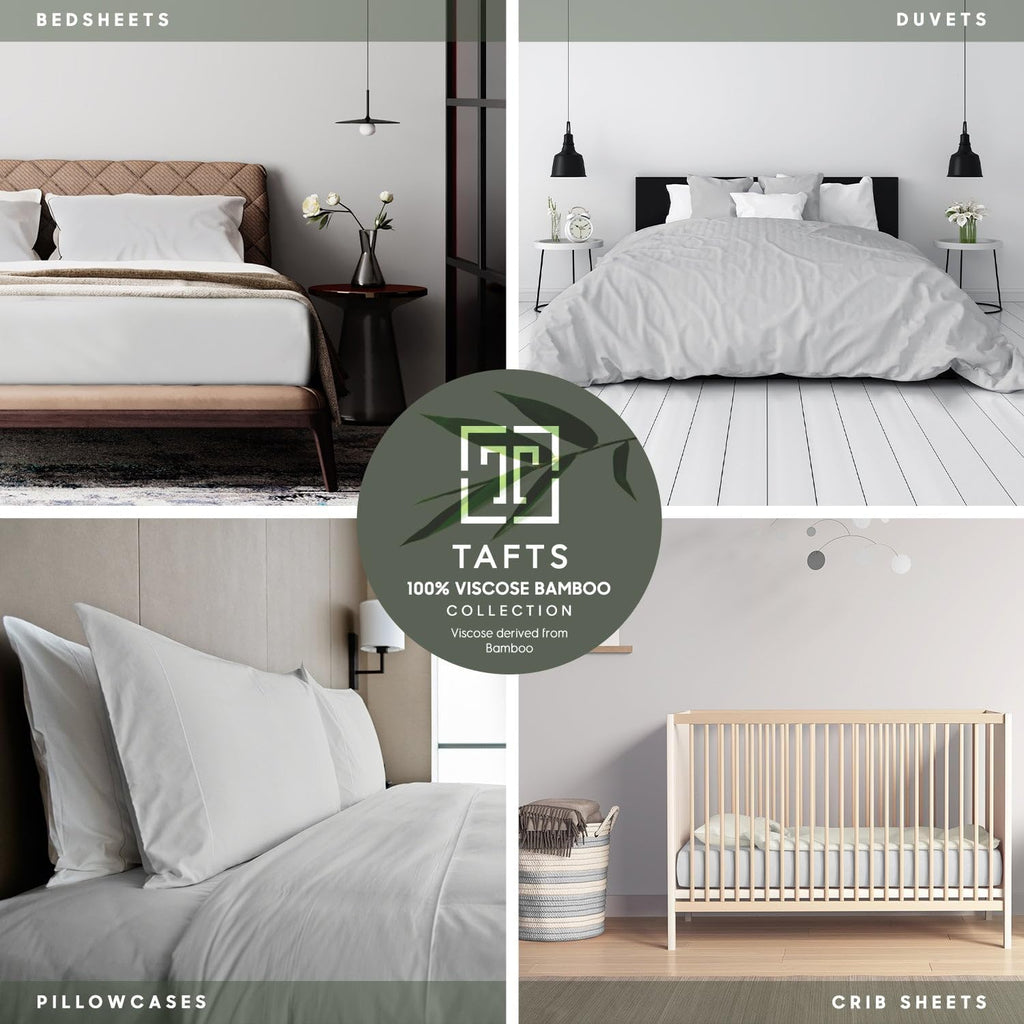 Tafts Queen Sheets Set, 100% Pure Viscose derived from Bamboo Bed Sheets Set, Luxuriously Soft, Silky, Cooling Sheets, Double Stitched, Lifetime Quality Promise (Light Grey)