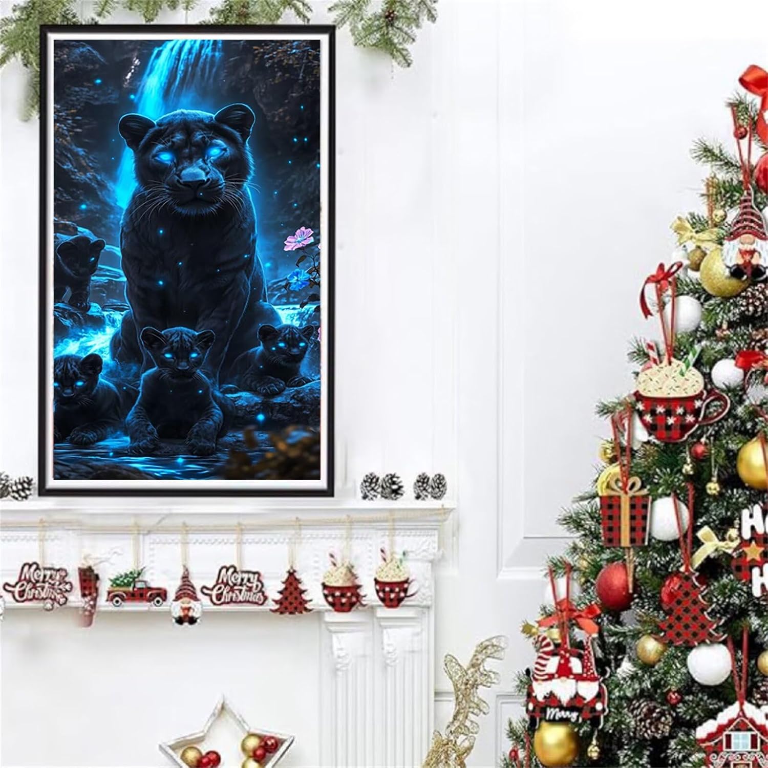 Diamond Art Kits for Adults Lion Diamond Painting Kits, 5D DIY Square Black Full Drill Dimond Art Paintings Crystal Rhinestones Crafts for Adults for Home Wall Decor, Large Size 36 x 72 Inch, Model942