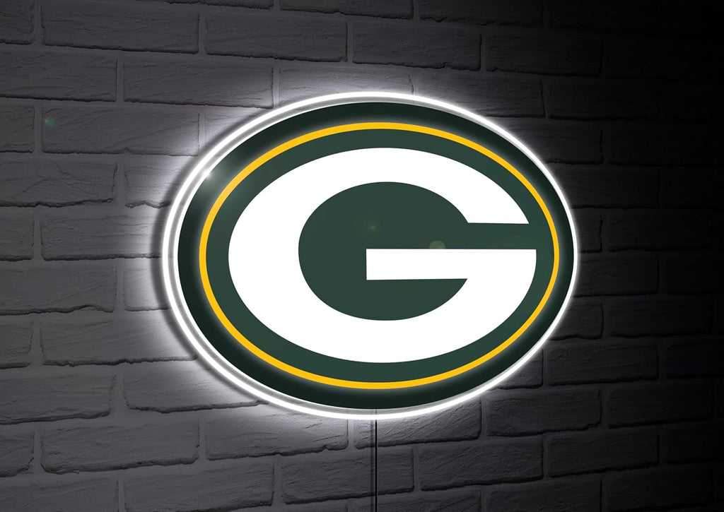 Team Sports America NFL Green Bay Packers Ultra-Thin LED Light Wall Sign Décor | Officially Licensed | 23 Inch Mascot Logo Shaped Wall Sign | Made in USA