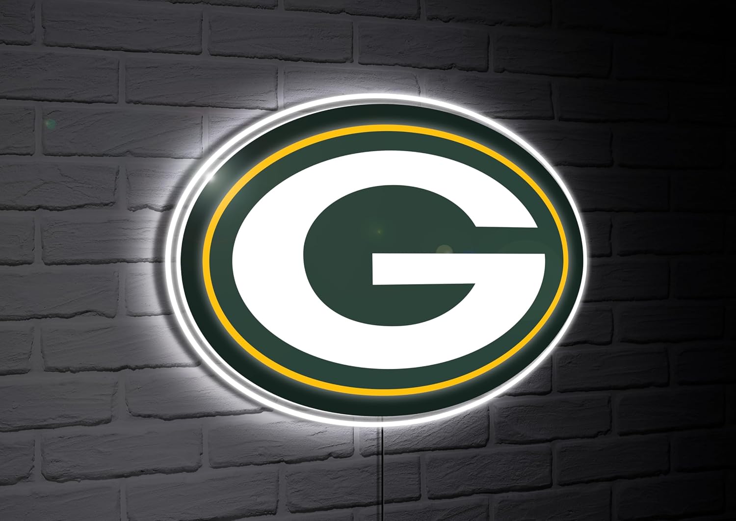 Team Sports America NFL Green Bay Packers Ultra-Thin LED Light Wall Sign Décor | Officially Licensed | 23 Inch Mascot Logo Shaped Wall Sign | Made in USA