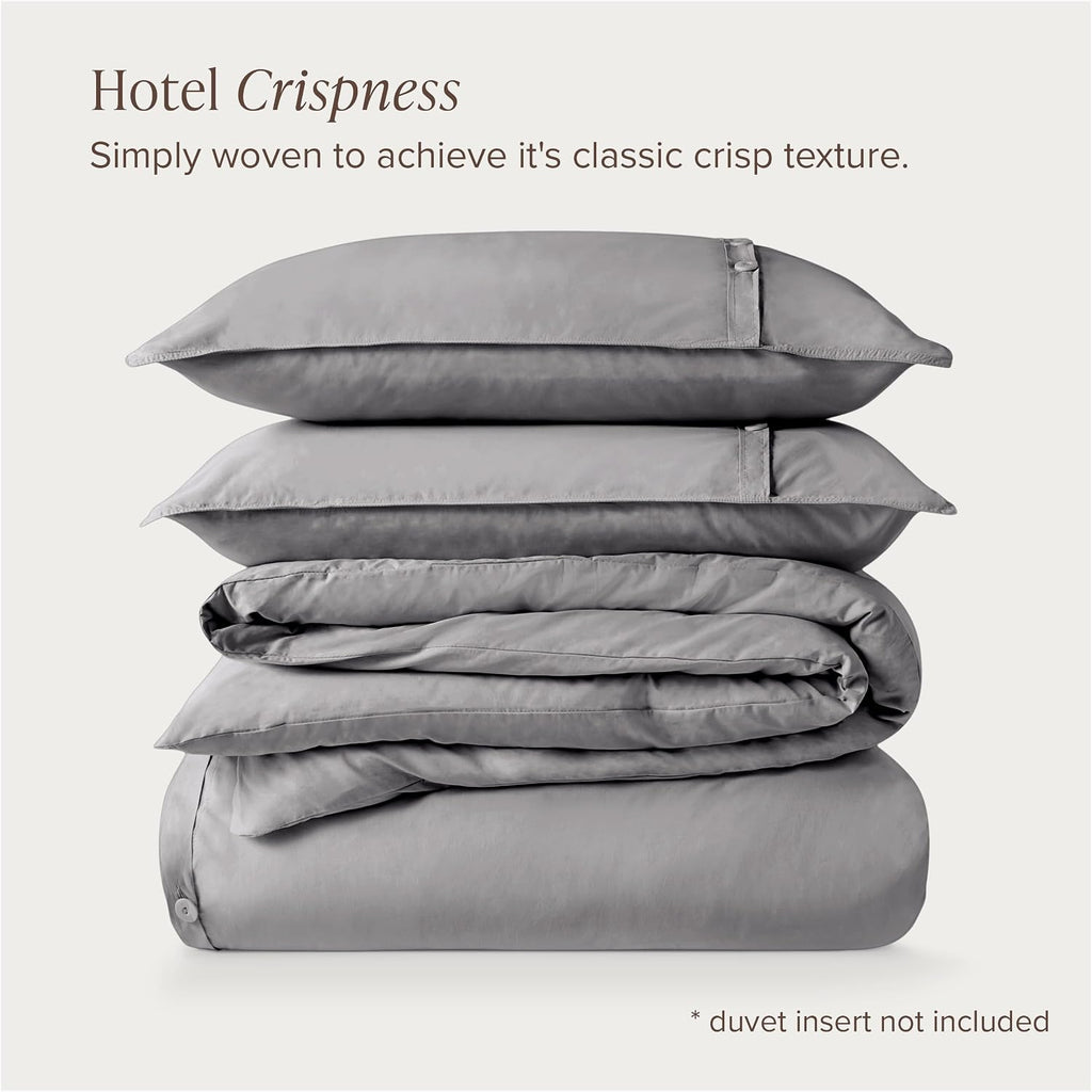 Bare Home 100% Organic Cotton California King Duvet Cover Set - Crisp Percale Weave - Lightweight & Breathable - Cooling Duvet Cover Set (California King, Light Grey)