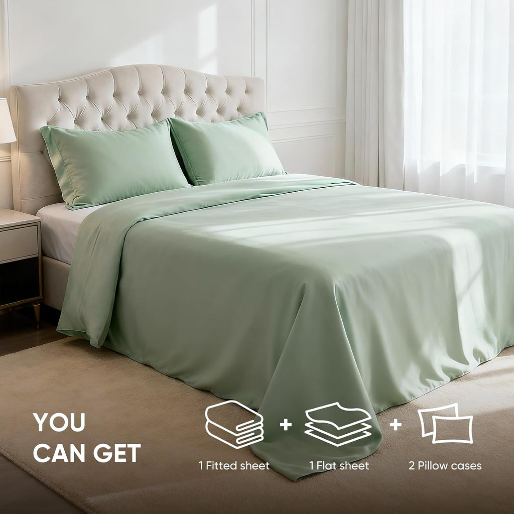 TWK 1200 Thread Count 100% Egyptian Cotton Sheets Bed Set,Thickness,Long-Lasting Durability,Resists Pilling,Deep Pocket Up to 18',with a Laundry Bag (Mineral, Queen)