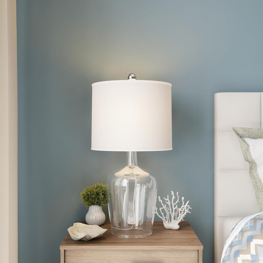 Glass Cloche Table Lamps – Set of 2 Modern Farmhouse Accent Lights with LED Bulbs – Home Décor for Bedroom, Living Room, or Office by Lavish Home