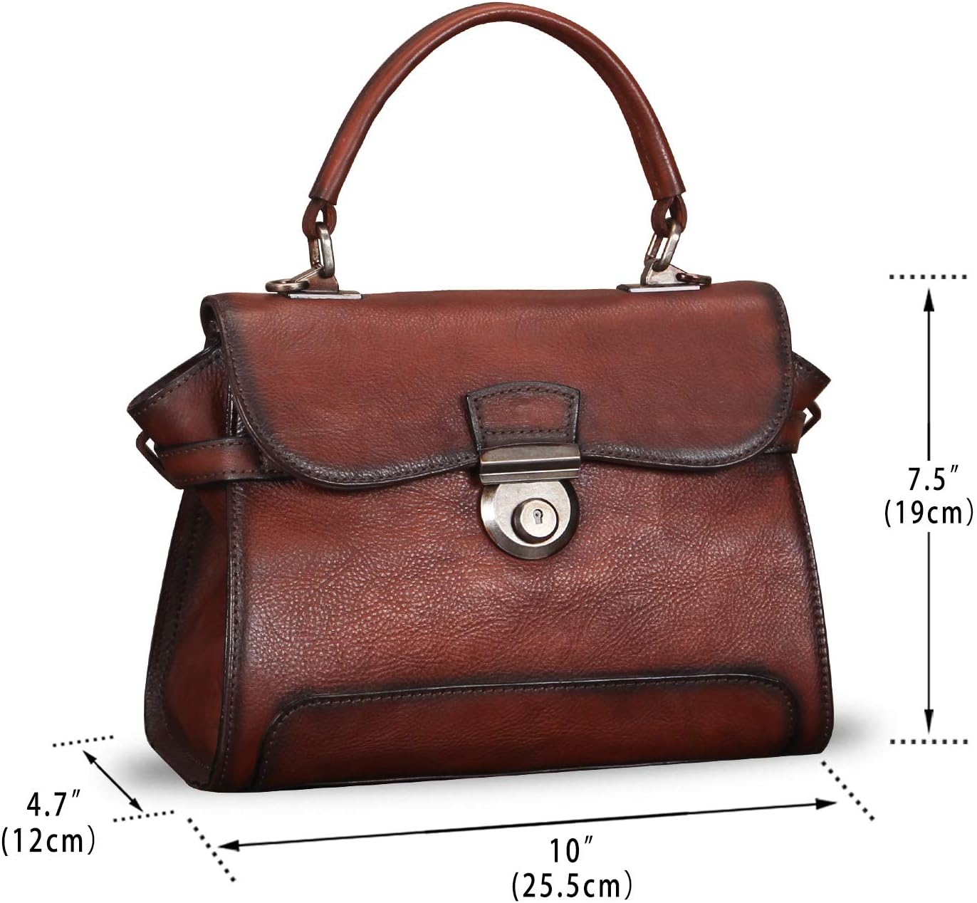 Genuine Leather Purses and Handbags for Women Vintage Real Leather Shoulder Bag Crossbody Purses Satchel Bag with Strap