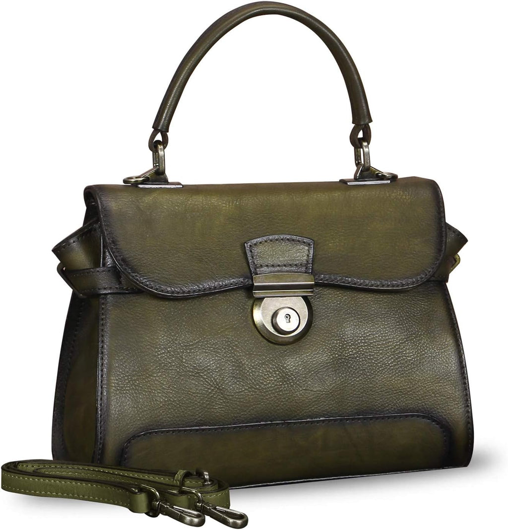 Genuine Leather Purses and Handbags for Women Vintage Real Leather Shoulder Bag Crossbody Purses Satchel Bag with Strap