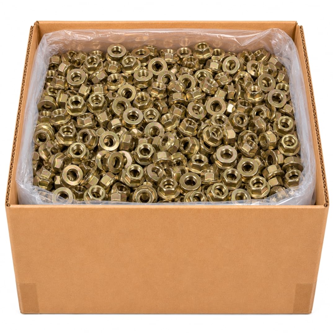 1/2-13 Flange Nuts (850 Case) – Grade 8 Built-in Washer Nuts Coarse Thread for Fast, Even Clamping on Frames, Brackets & Heavy Assemblies SAE J995 0.5'