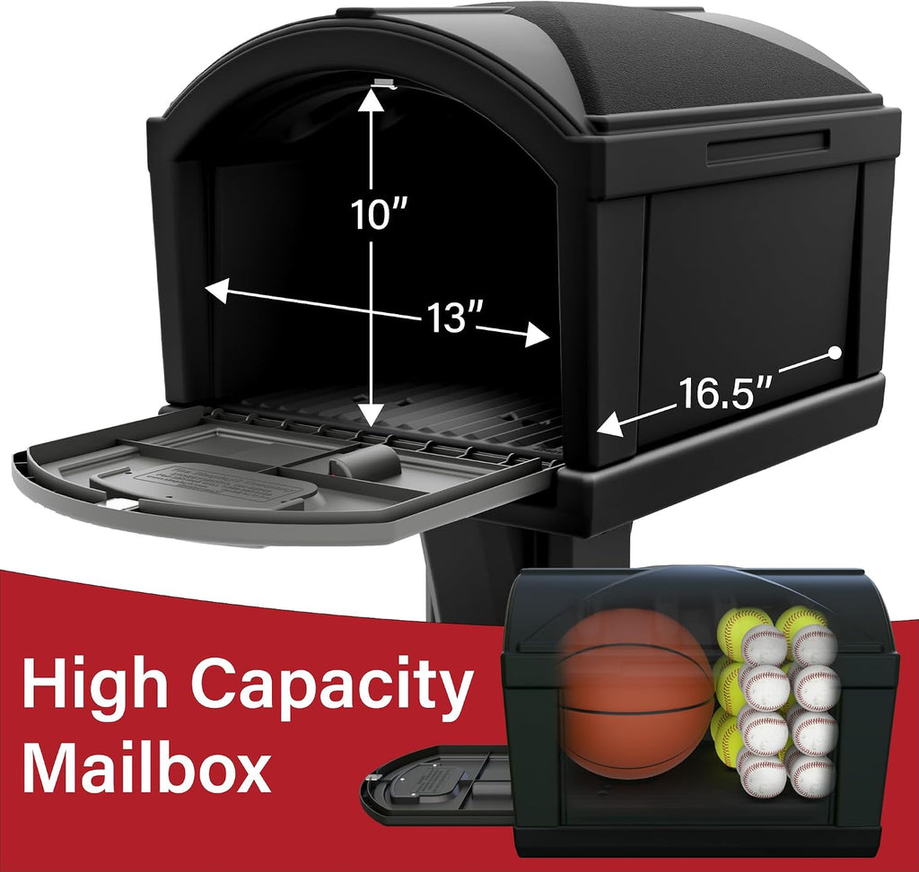 Simplay3 T4 Extra Large Capacity XL Dig-Free Mailbox with Durable Construction, Weather-Resistant Design, and Easy No-Dig Installation, Front Door Only, Black, Made in the USA
