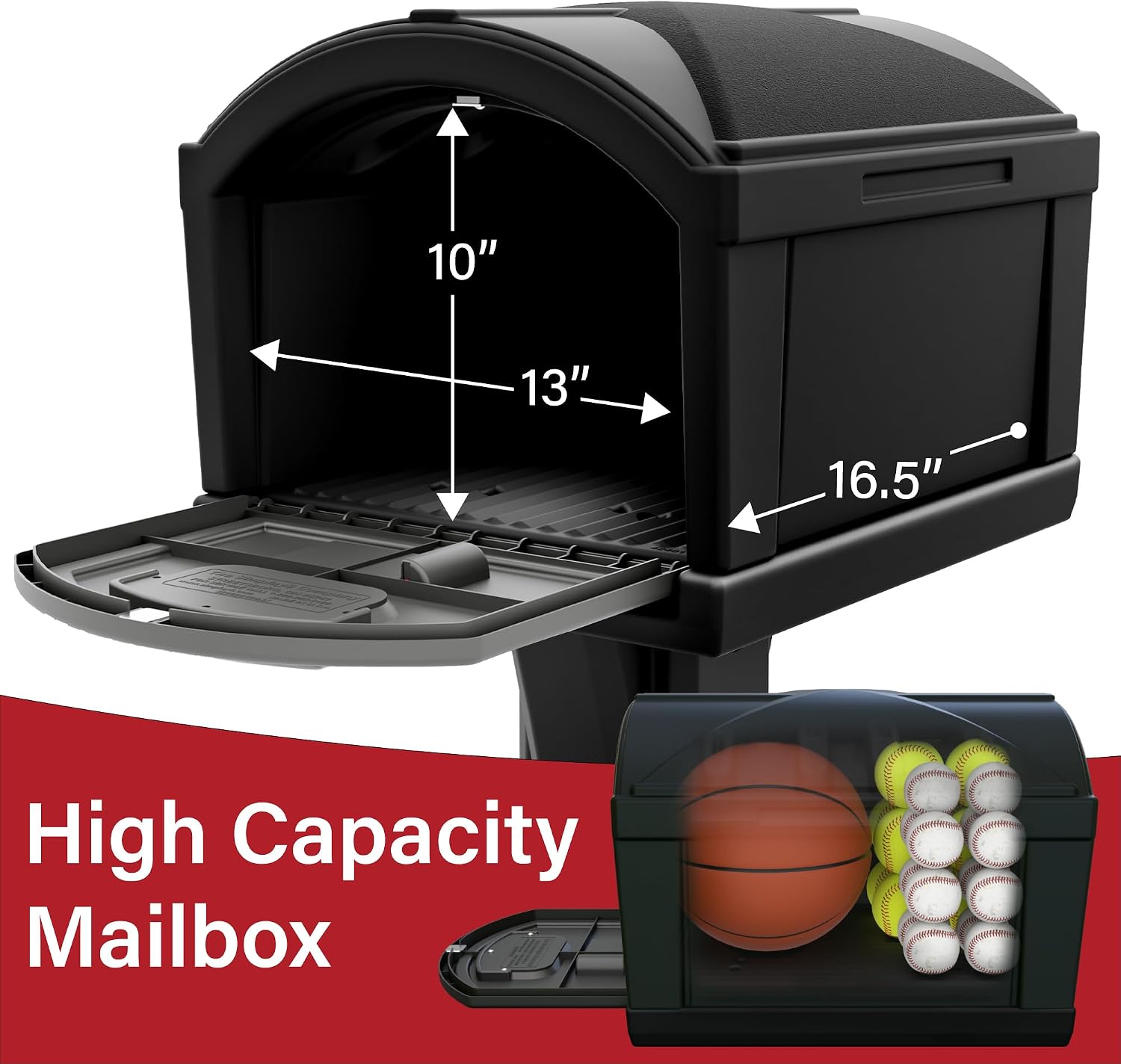 Simplay3 T4 Extra Large Capacity XL Dig-Free Mailbox with Durable Construction, Weather-Resistant Design, and Easy No-Dig Installation, Front Door Only, Black, Made in the USA