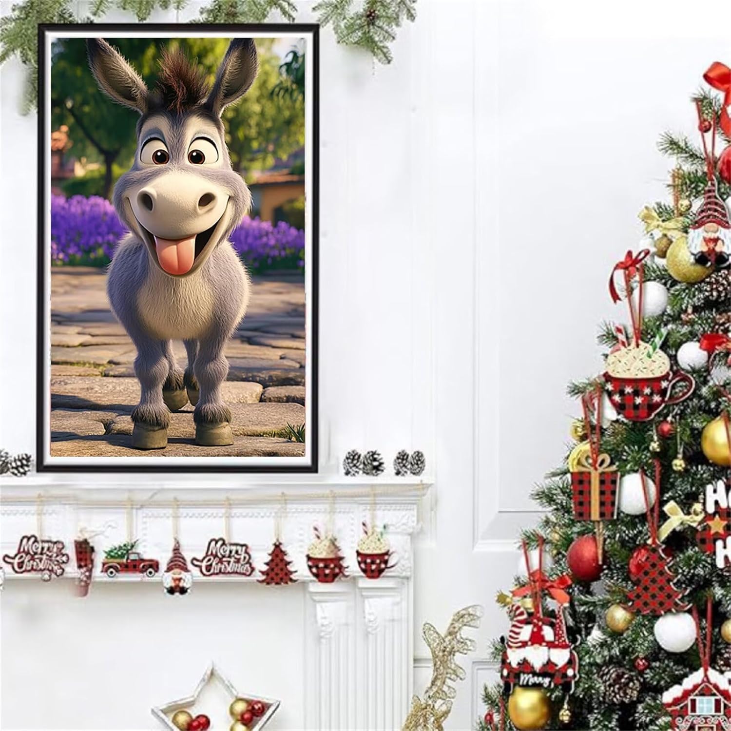 Diamond Art Kits for Adults Donkey Diamond Painting Kits, 5D DIY Square Animal Full Drill Dimond Art Paintings Rhinestones Crafts for Adults for Gift Home Wall Decor, Large Size 40 x 80 Inch, Model852