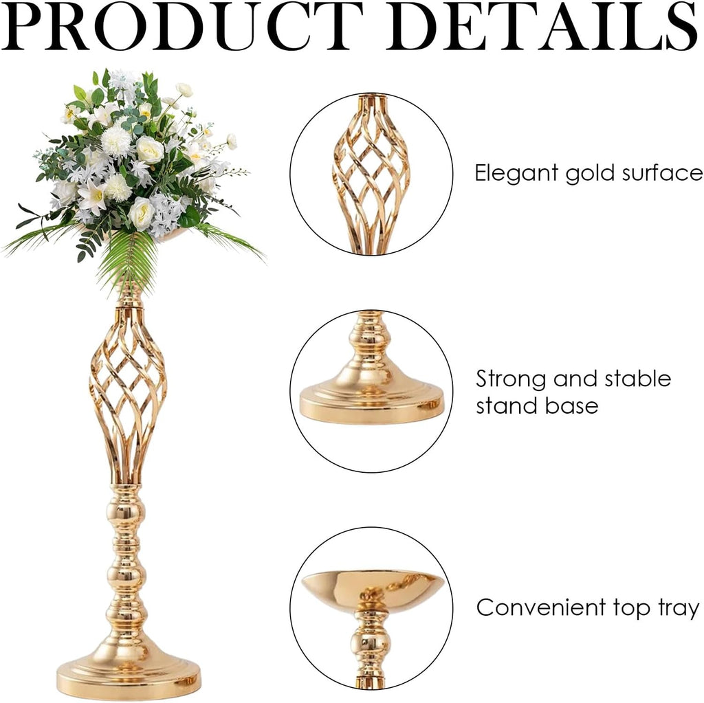 20 PCS 20.5 Inch Metal Flower Arrangement Stand Wedding Metal Twist Flower Vase Stand Elegant Candle Holder for Reception Party Hotel Home Decor(Gold)