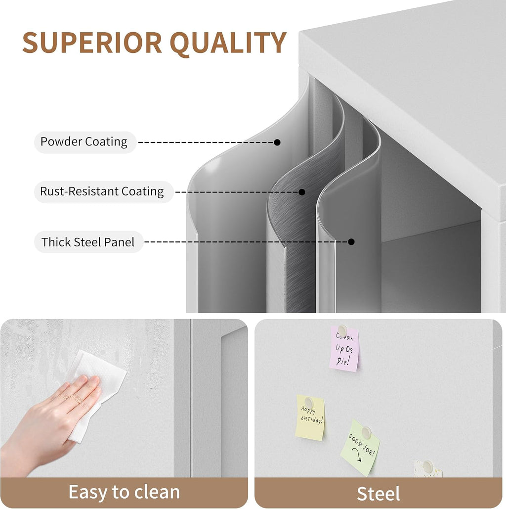 White Cabinet Metal Kitchen Pantry Storage Cabinet with Doors,61' Tall Food Storage Cabinets with Adjustable Shelves,Cupboard for Office,Dining Room and Bathroom